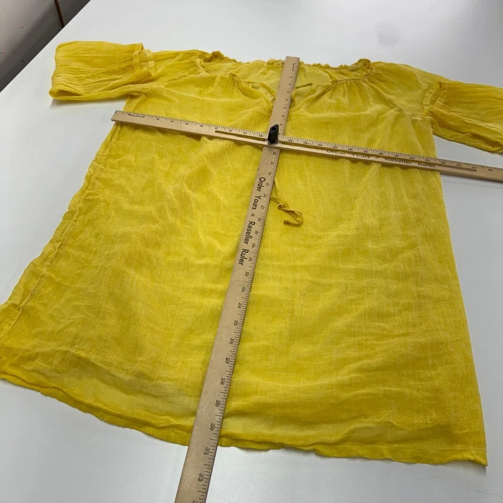 Sofia by ViX Swim Cover Up Women Medium Yellow Cotton Gauze Tunic Boho Beachwear